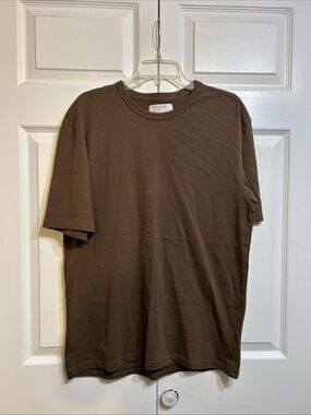 Primark Relaxed Fit Crew Neck T Shirt Men's Short Sleeve 100% Cotton Tee Brown